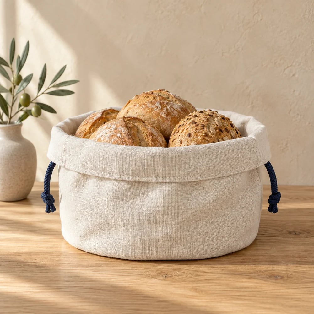 Fabric bread basket in ivory