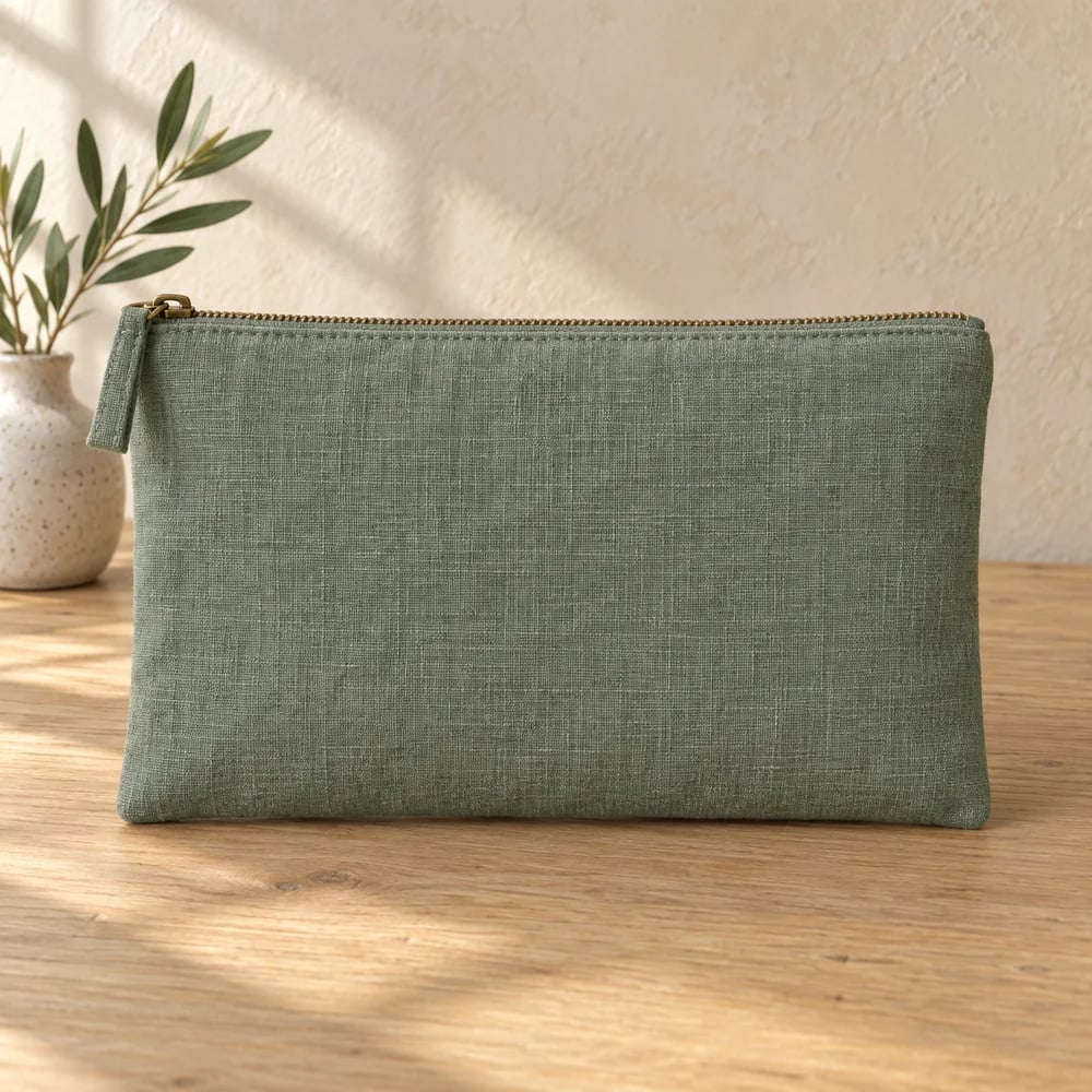 Zip pouch in eucalyptus