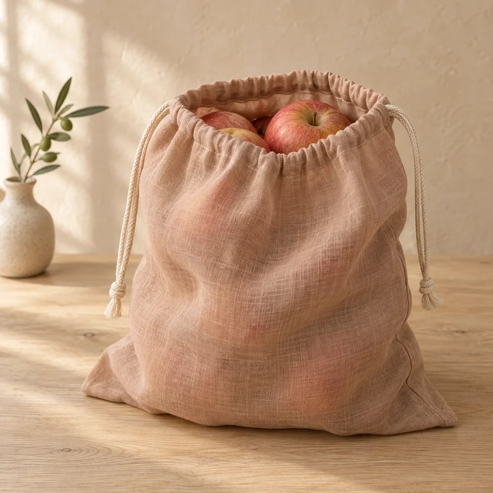 Muslin produce bag in clay