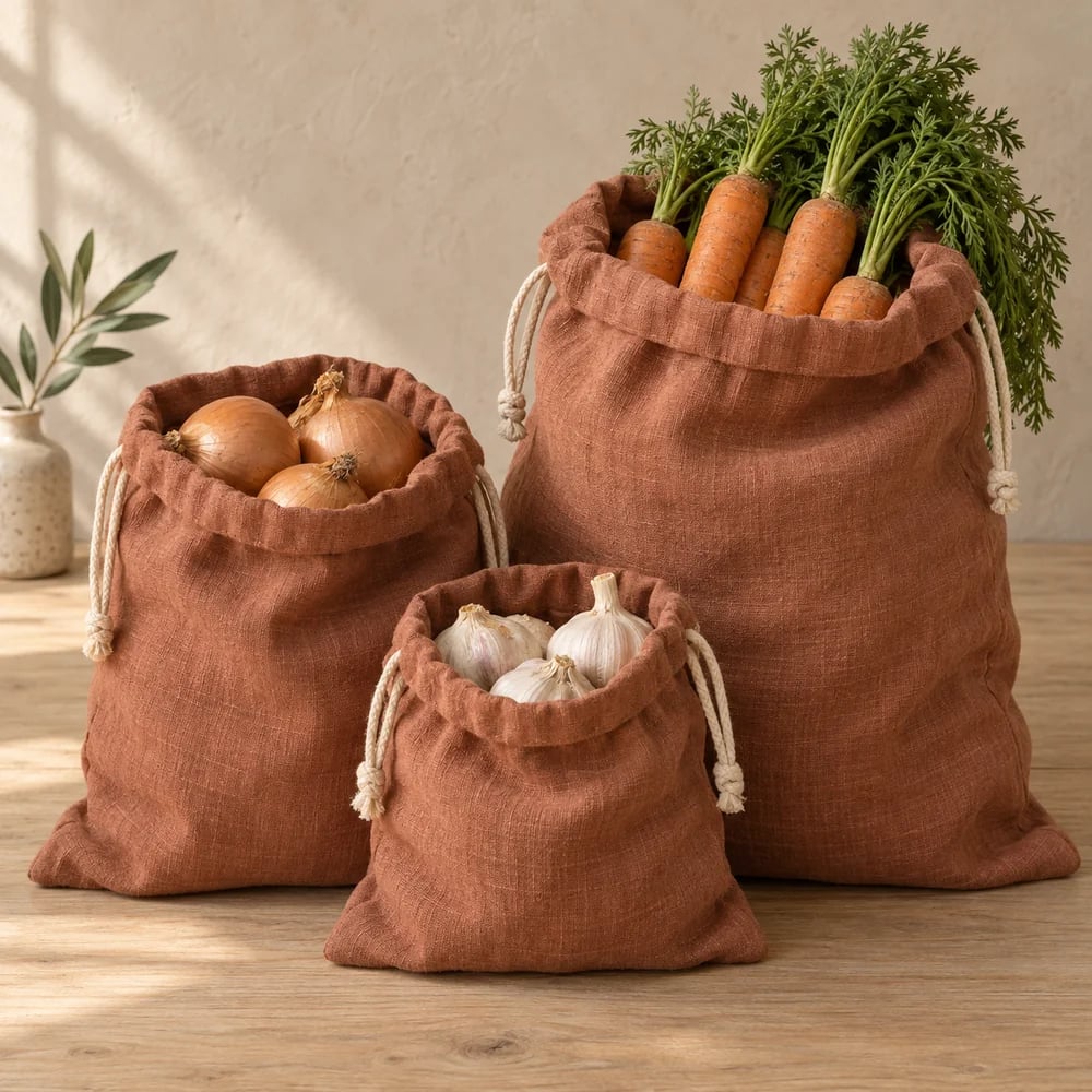 Produce bag set in terracotta