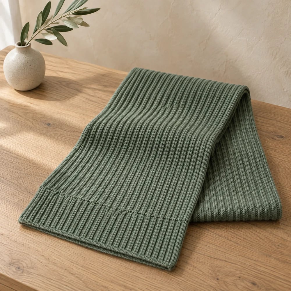 Rib knit scarf in eucalyptus