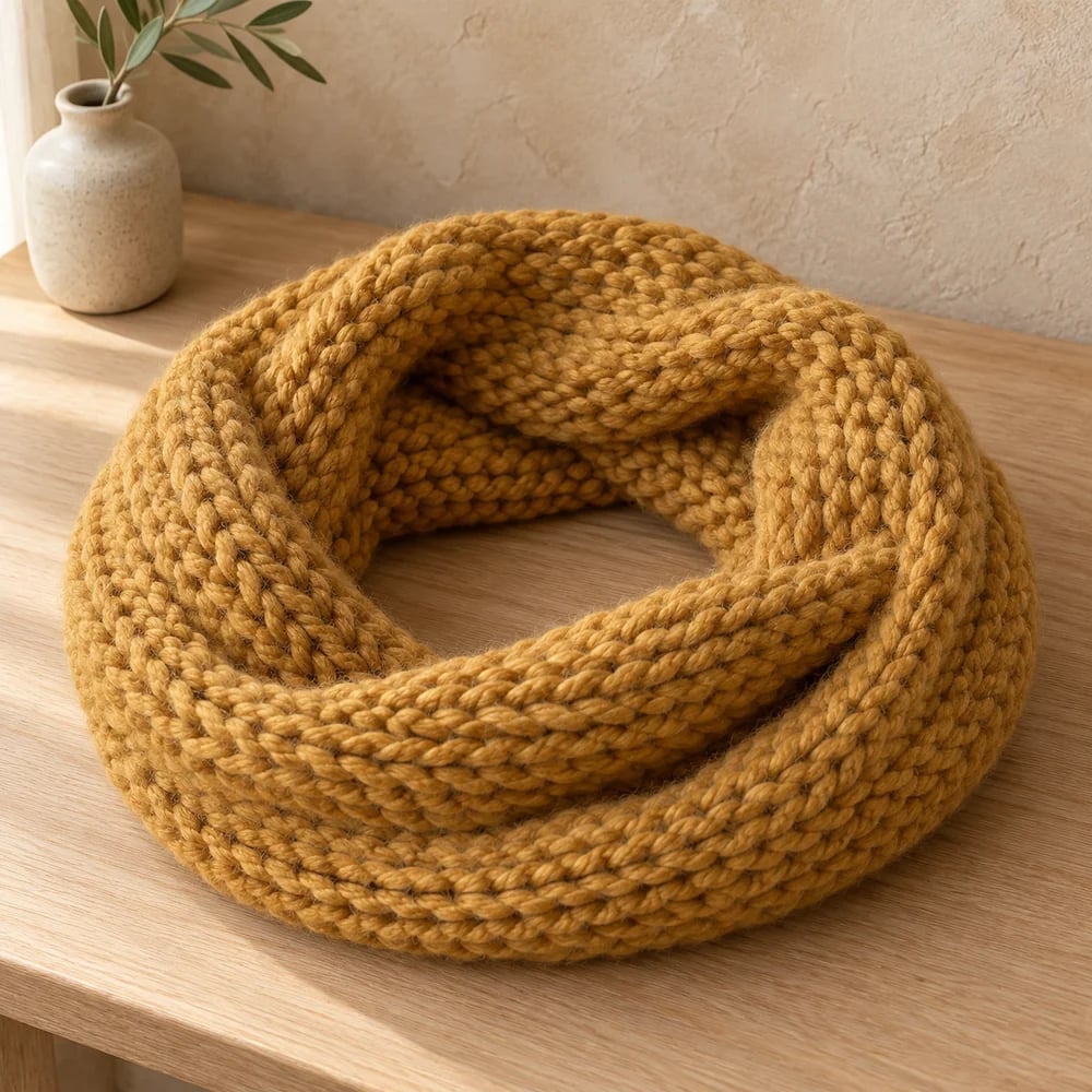 Knitted snood in ochre