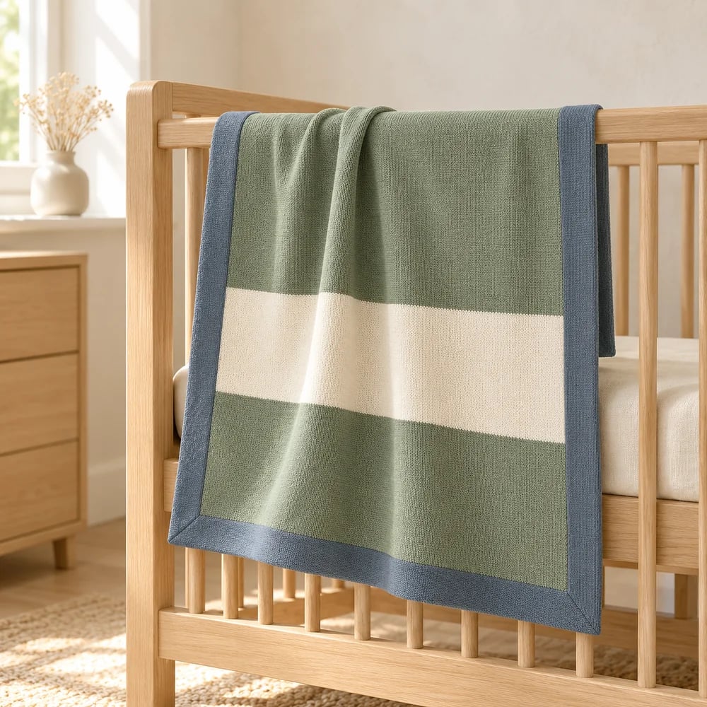Colourblock blanket in eucalyptus
