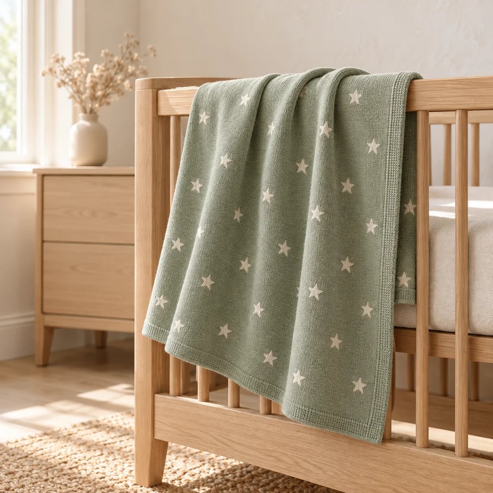 Star jacquard blanket in sage
