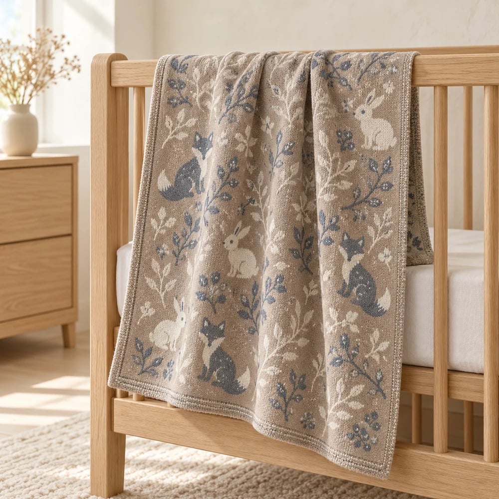 Woodland jacquard blanket in taupe