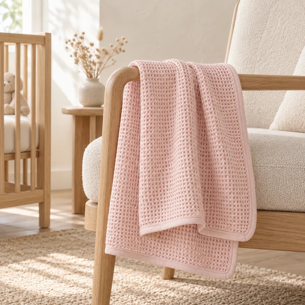 Cellular throw in blush pink