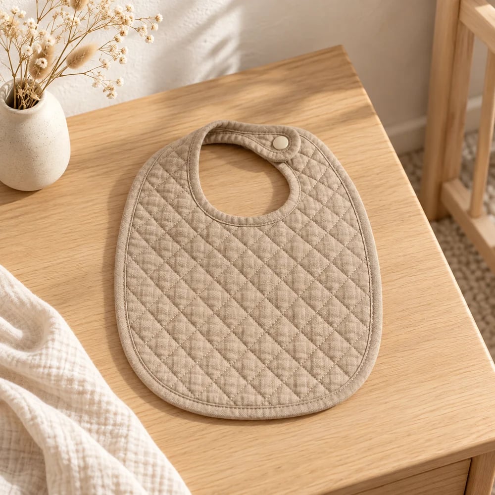 Quilted bib in flax