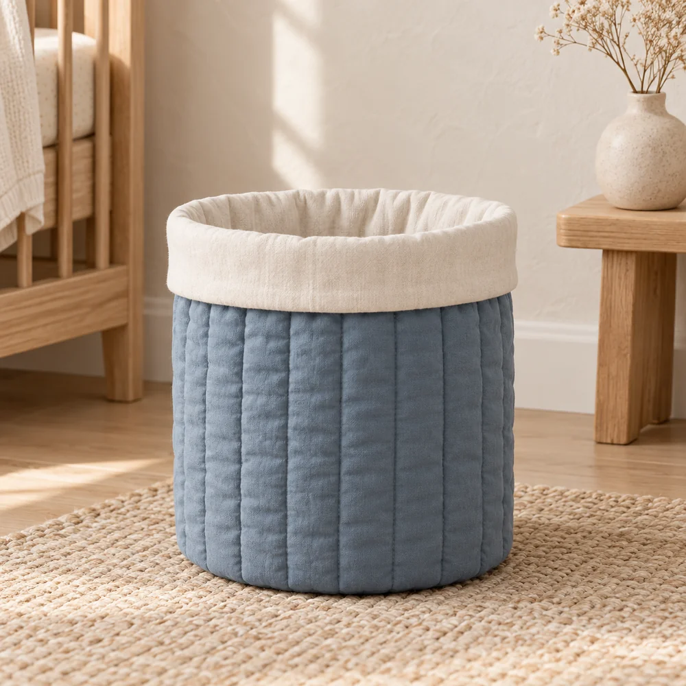 Quilted bucket in muted blue
