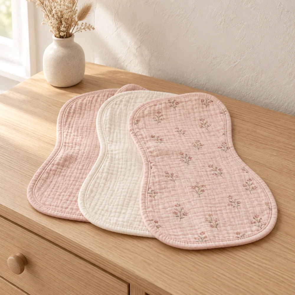 Burp cloth set in blush pink