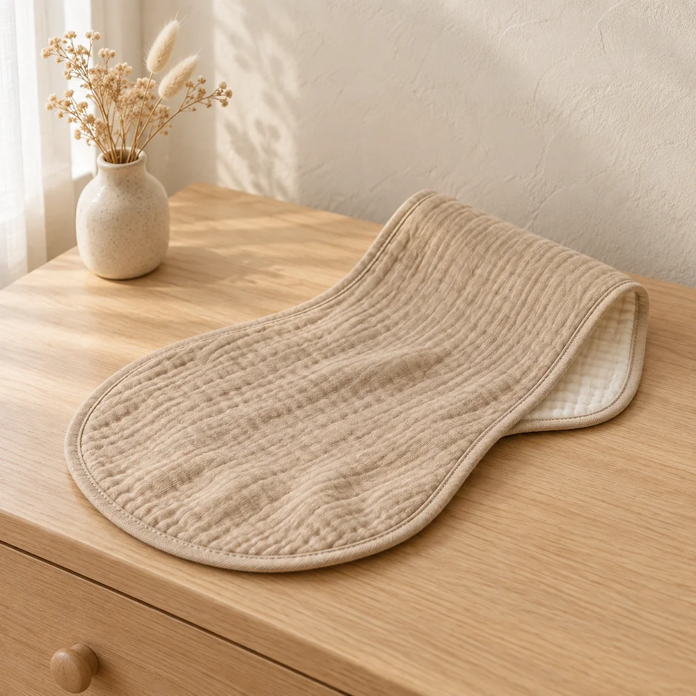 Contoured burp cloth in flax