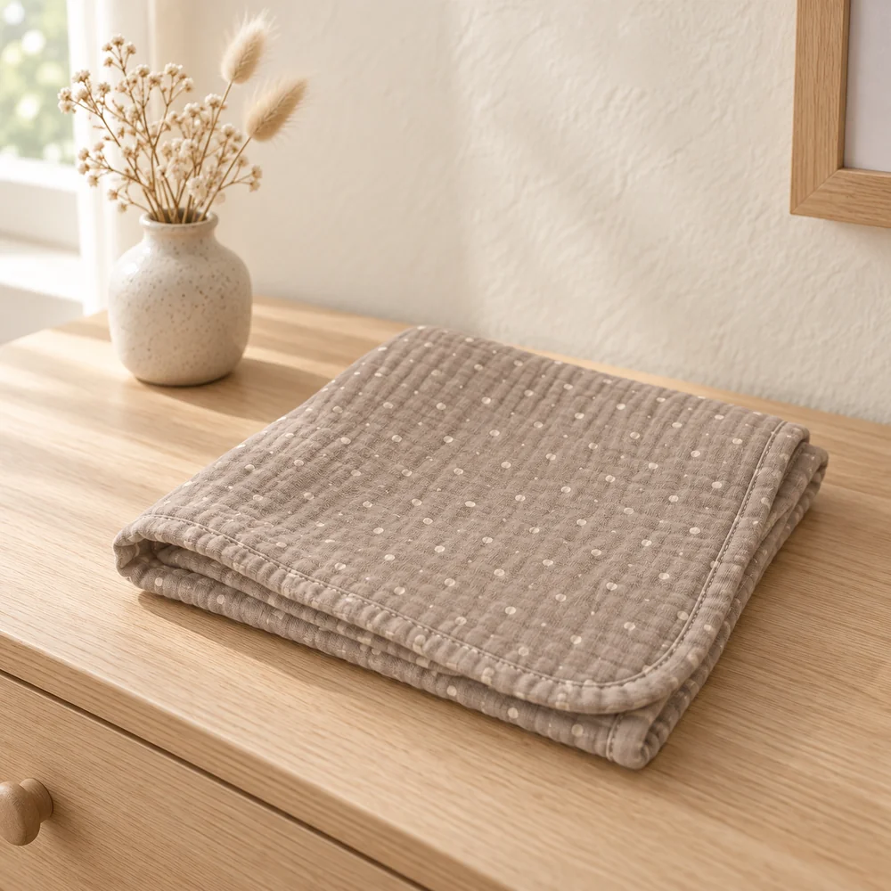 Printed burp cloth in taupe