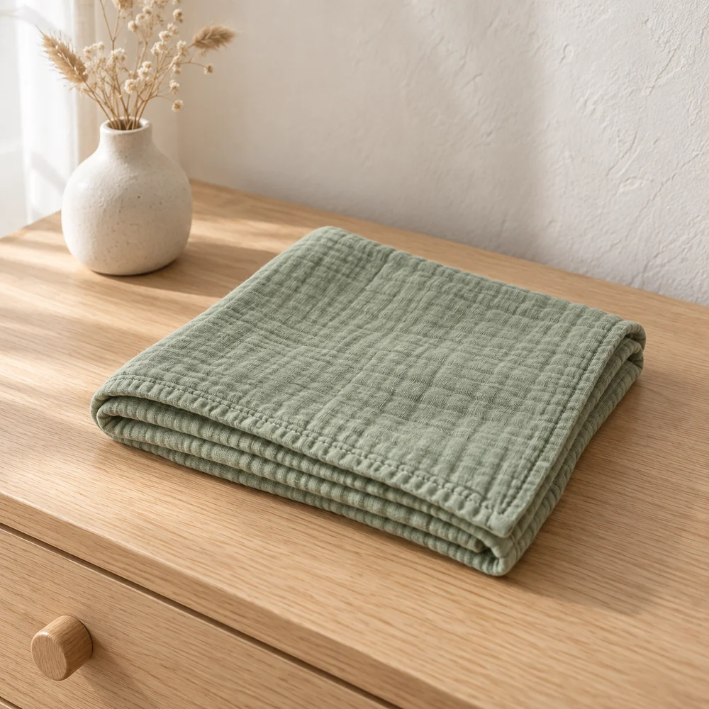 Layered muslin burp cloth in sage