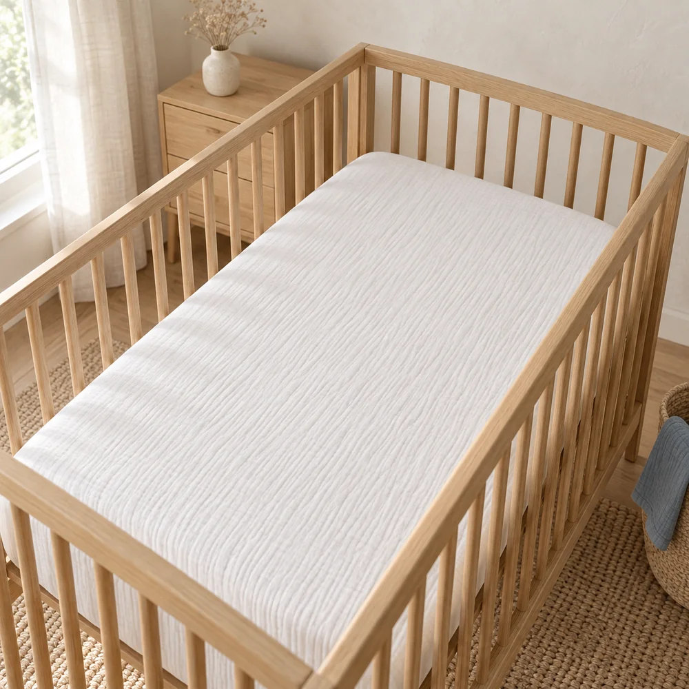 Muslin cot sheet in white