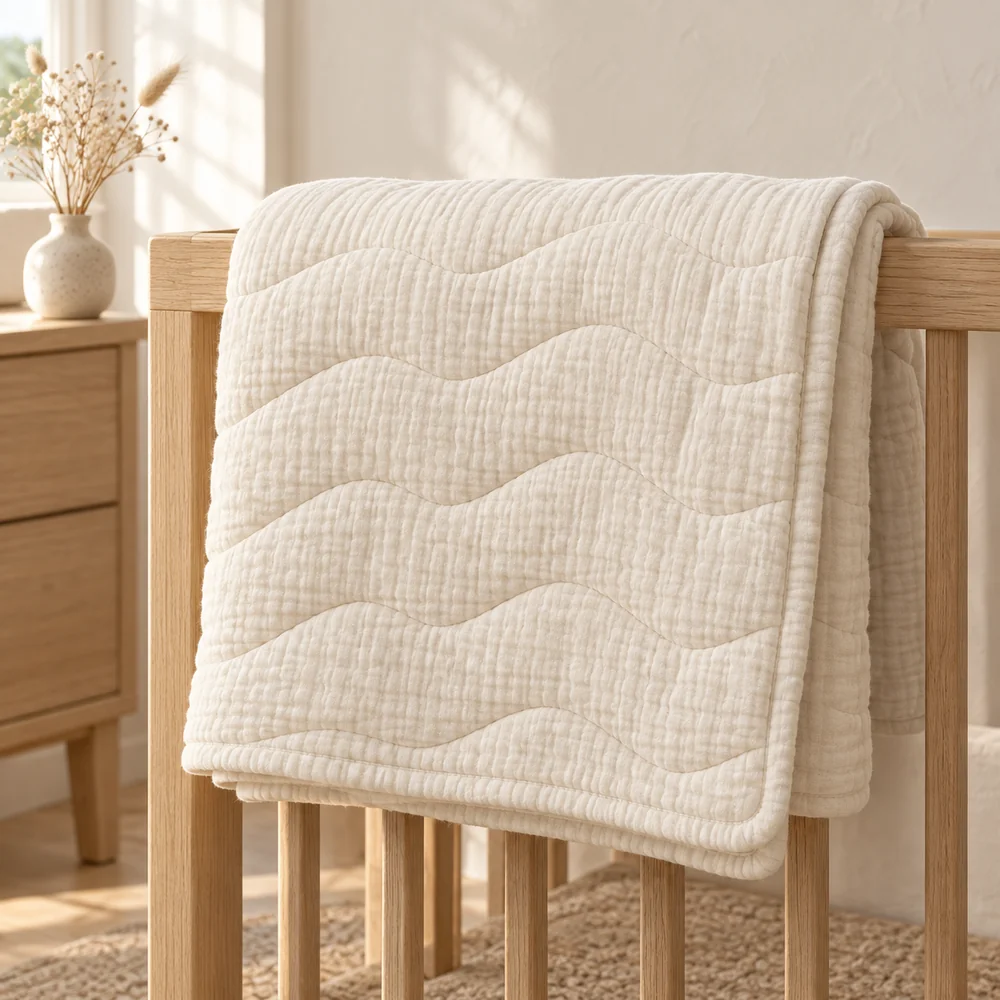 Four layer muslin blanket in ivory