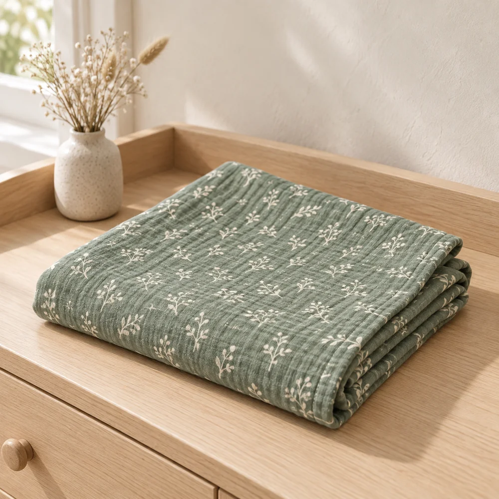 Printed swaddle in eucalyptus
