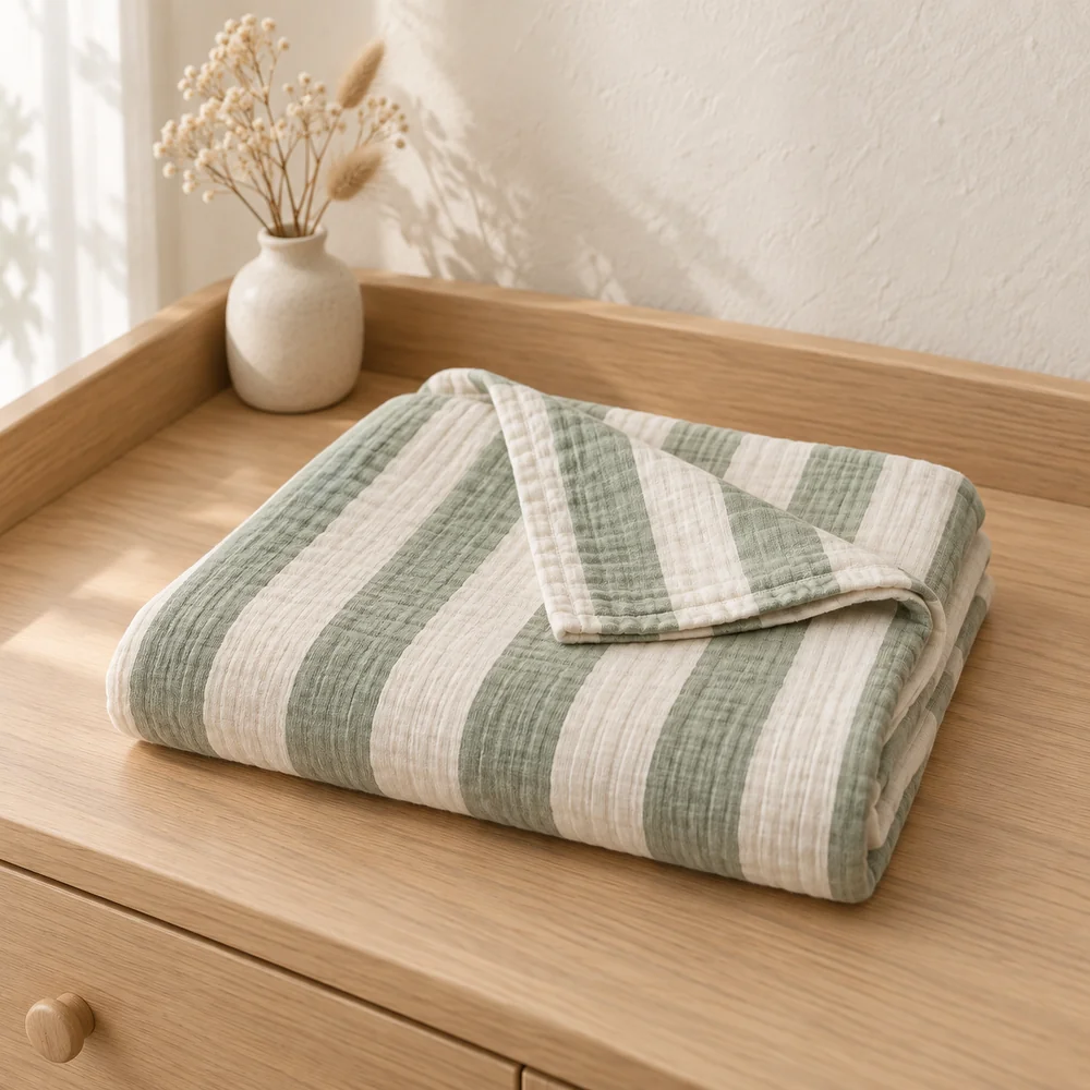 Striped swaddle in sage