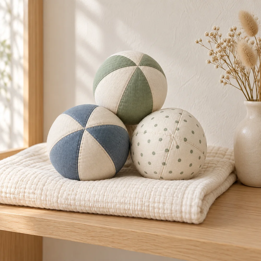 Patchwork balls in sage
