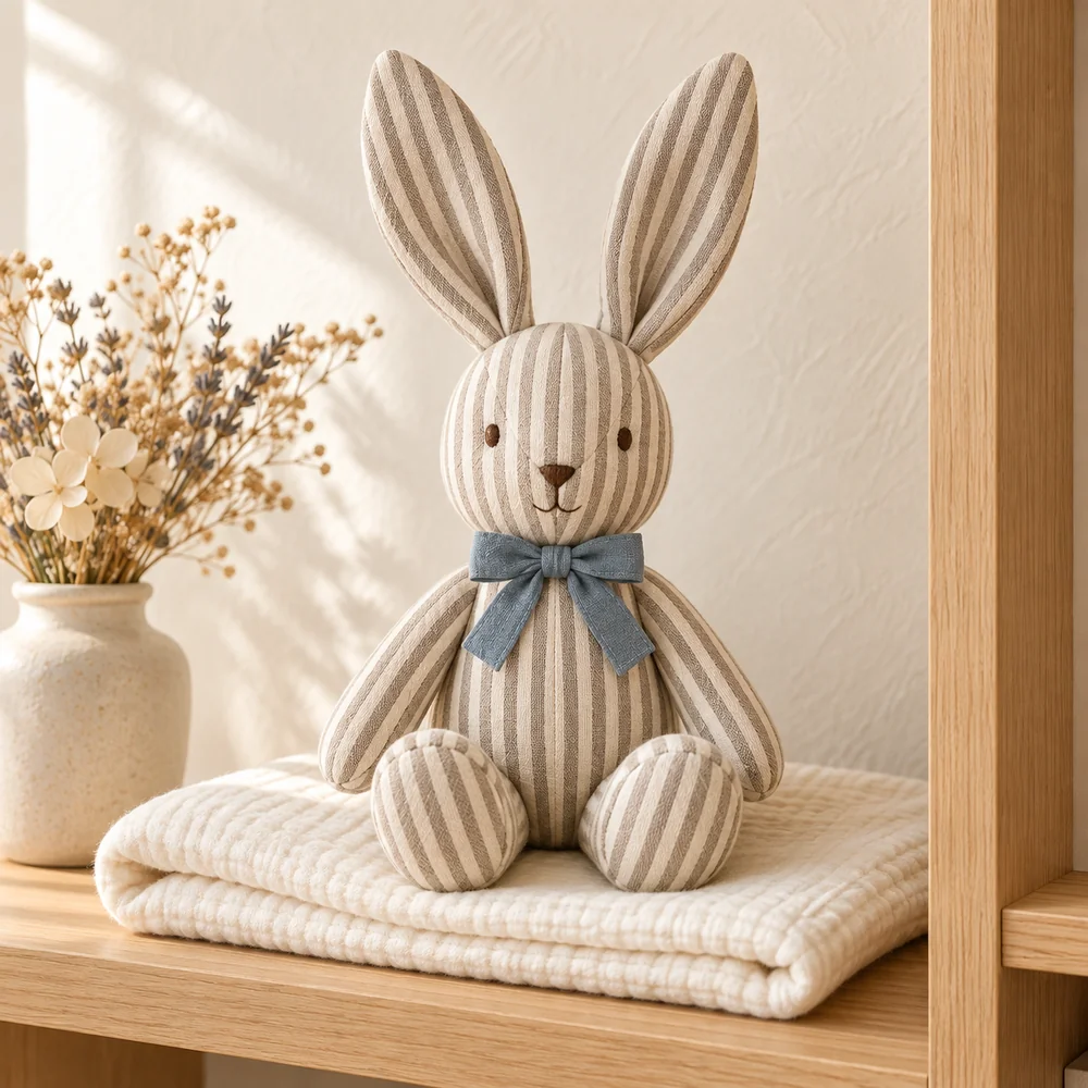 Striped rabbit in taupe