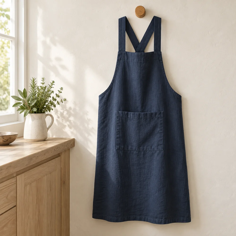 Cross-back apron in navy