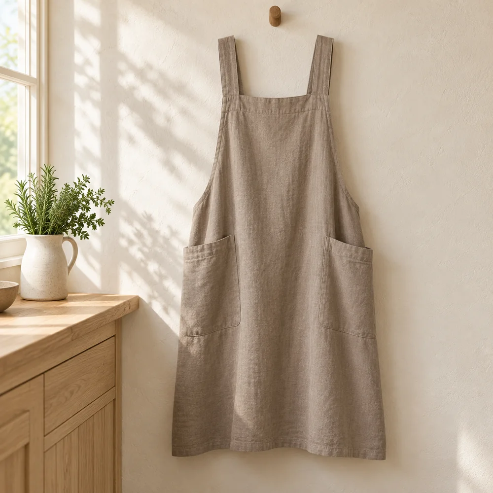 Pinafore apron in taupe