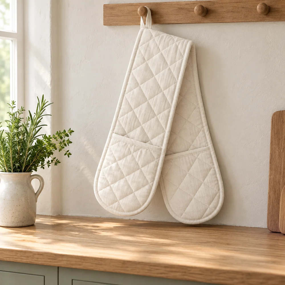 Double oven glove in ivory