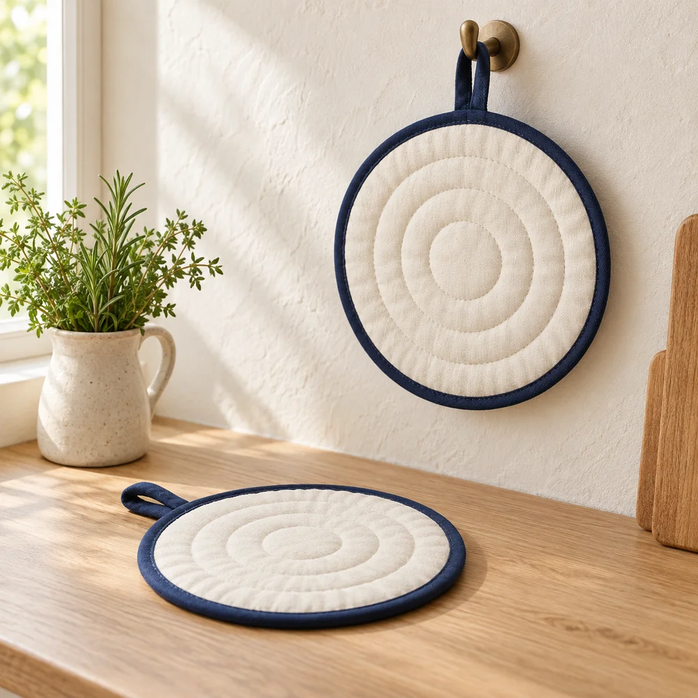 Round pot holder in ivory