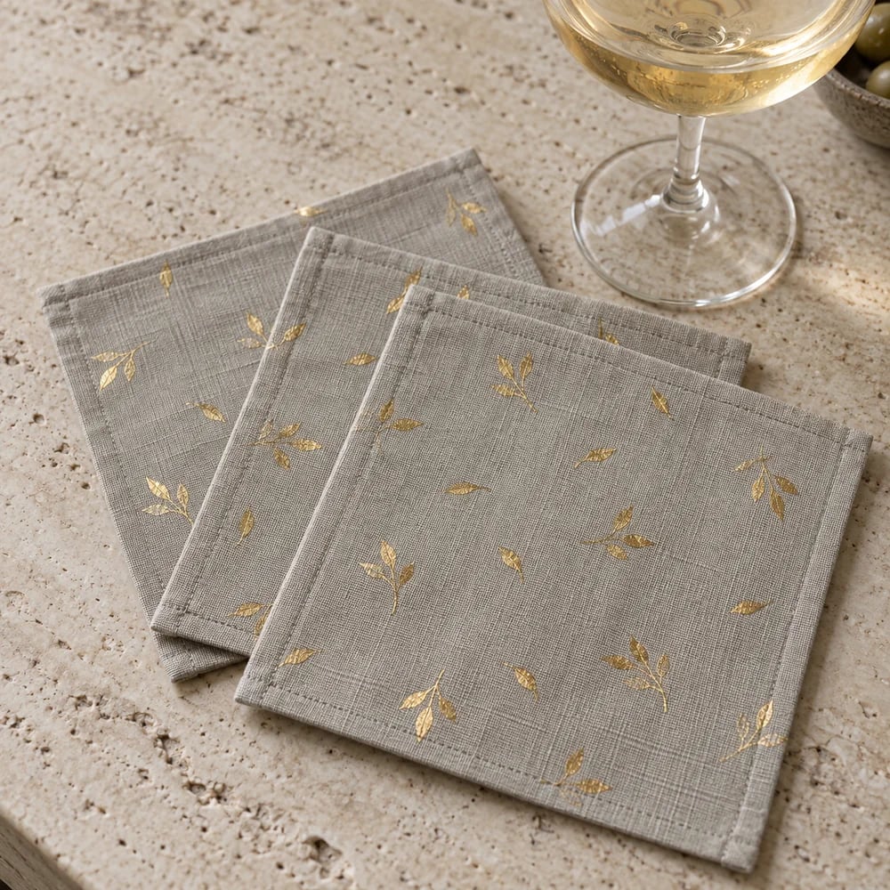 Stone cocktail napkin, foil printed