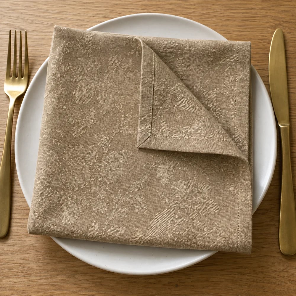 Flax dinner napkin, jacquard and damask