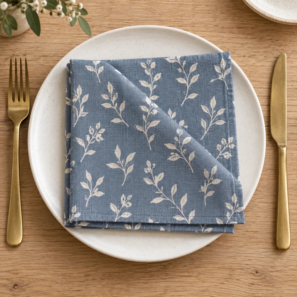 Slate blue dinner napkin, printed