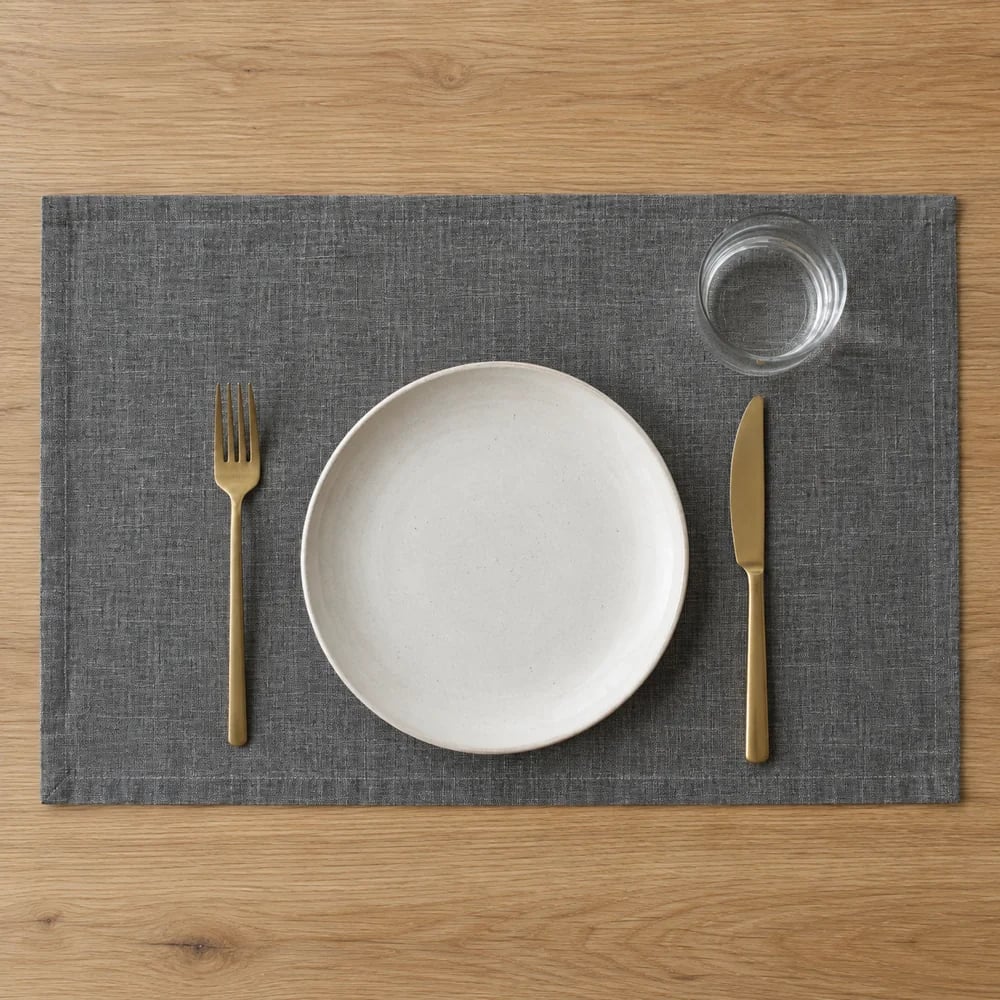 Charcoal placemat, chambray