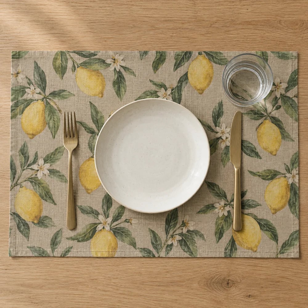 Flax placemat, digitally printed