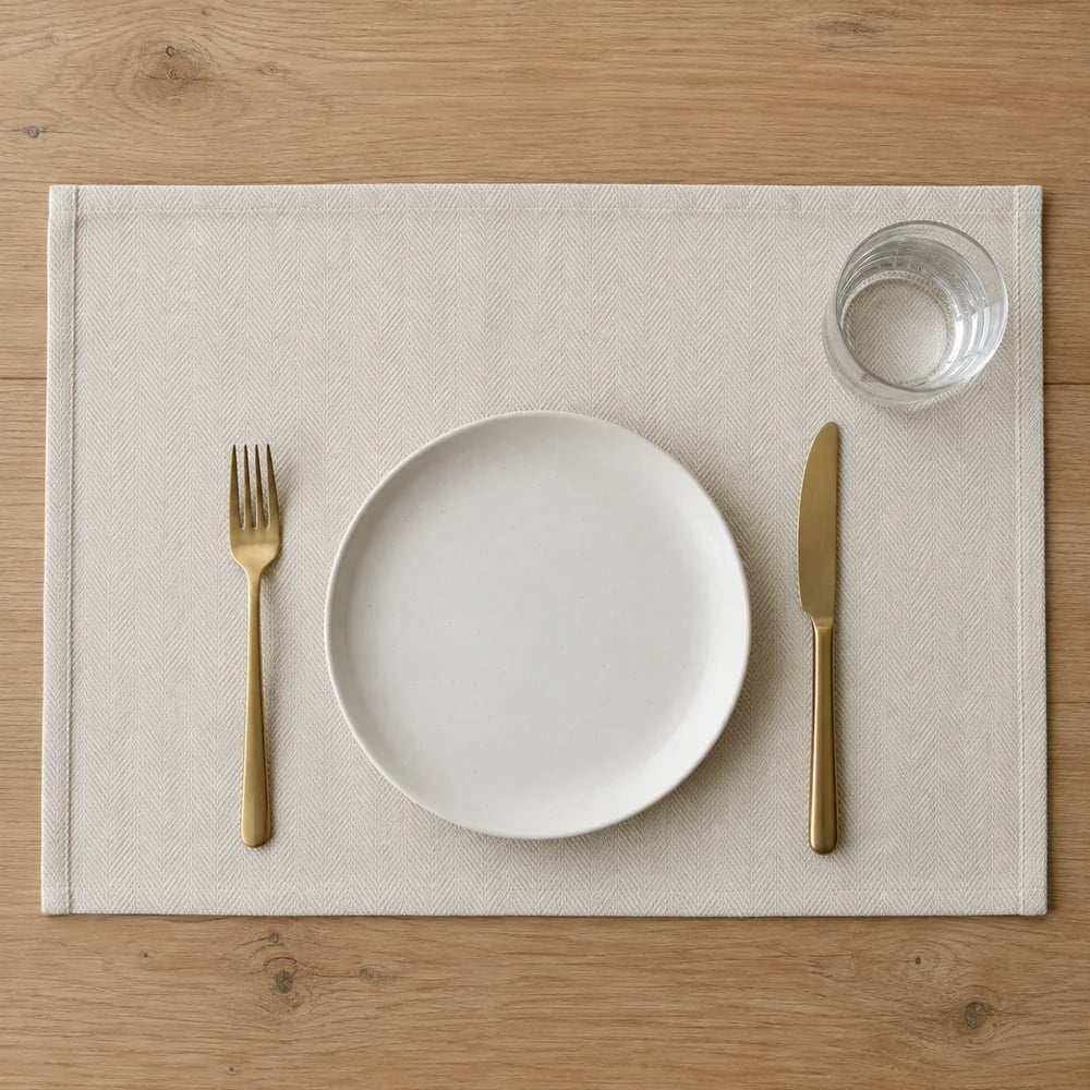 Ivory placemat, herringbone