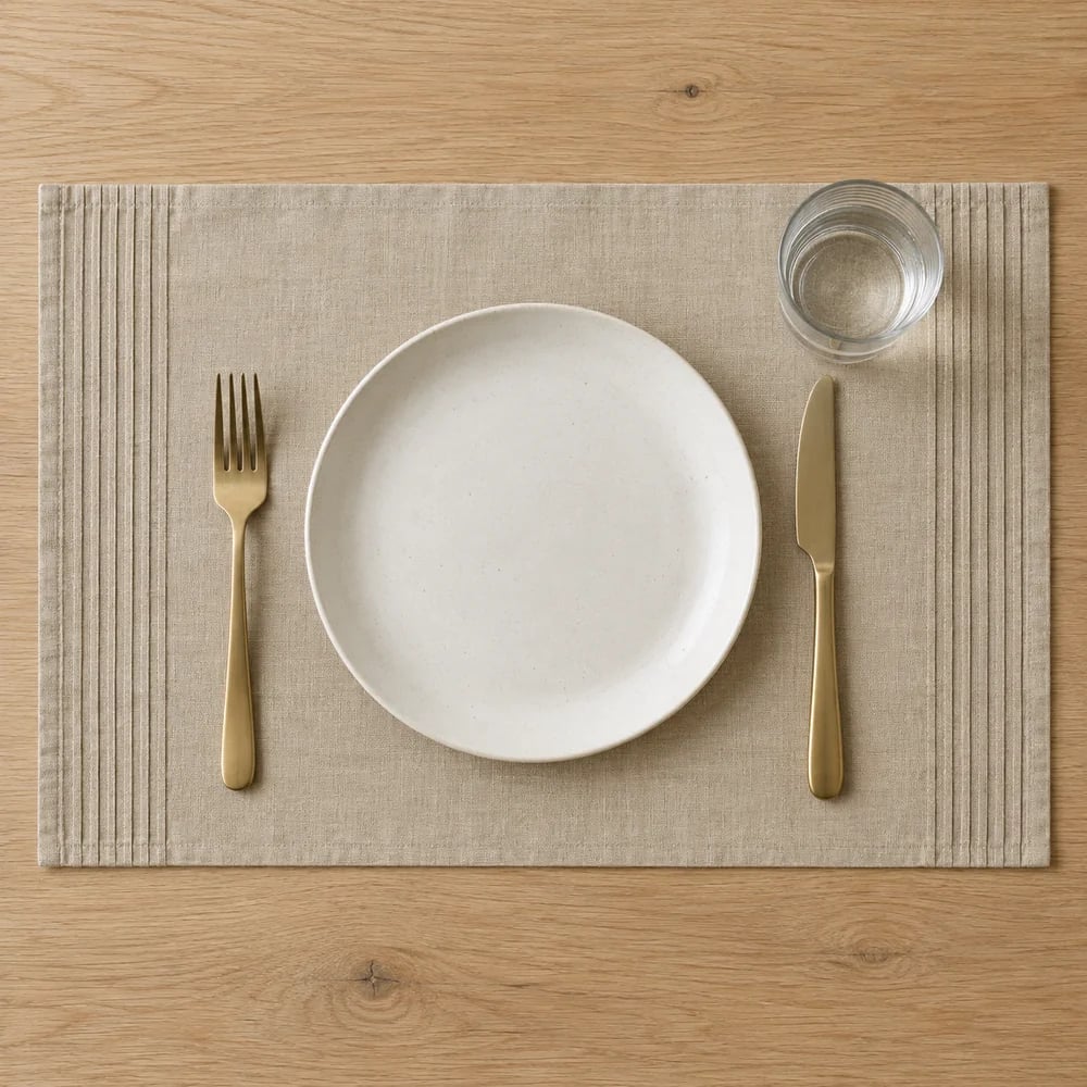 Oatmeal placemat, pintucked