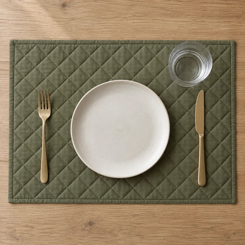 Olive placemat, quilted