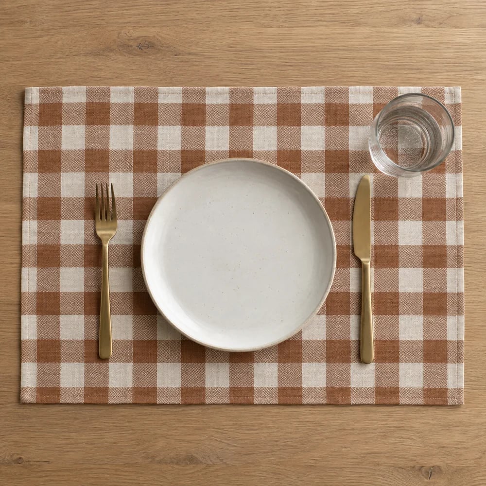 Terracotta placemat, yarn dyed check