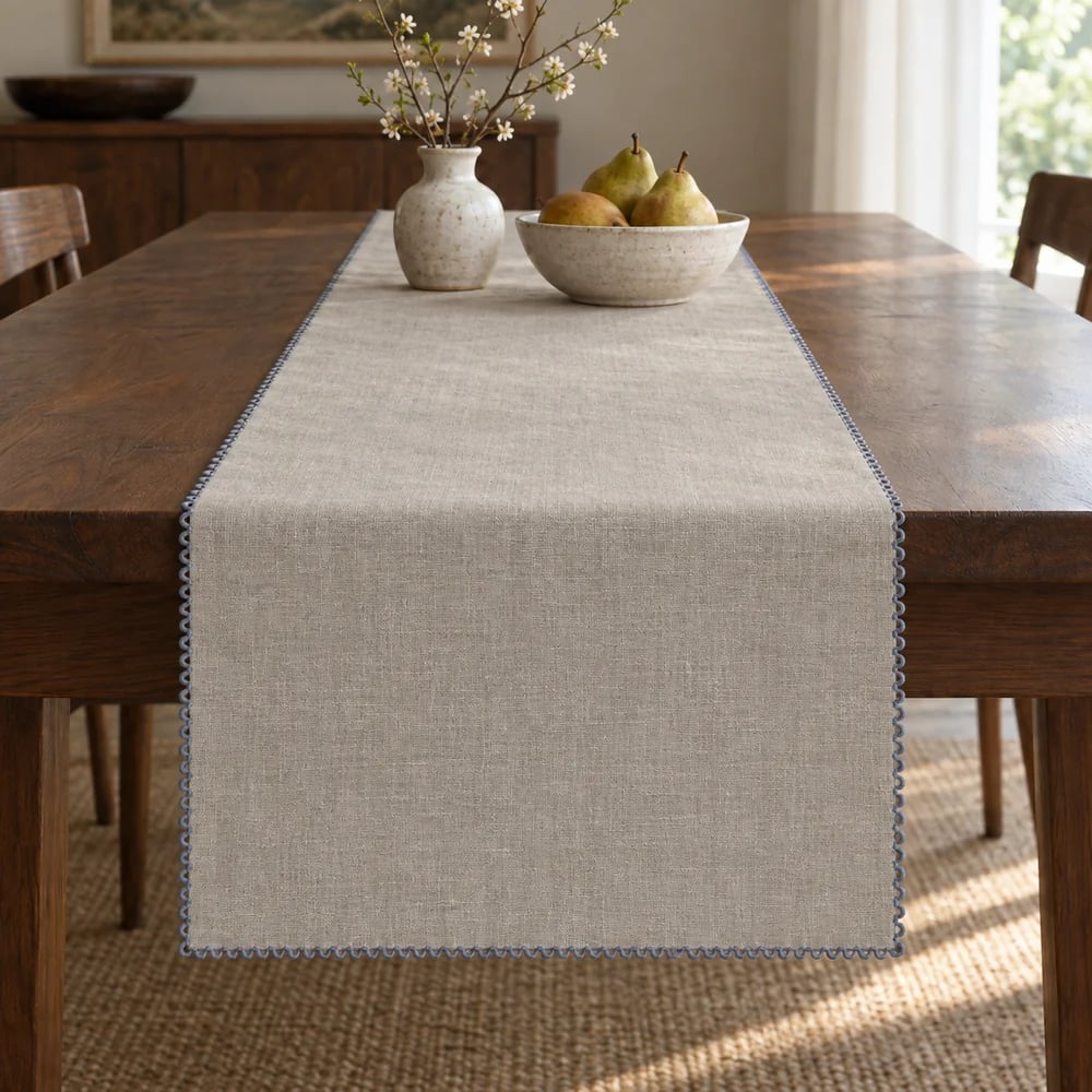 Stone table runner, picot edge