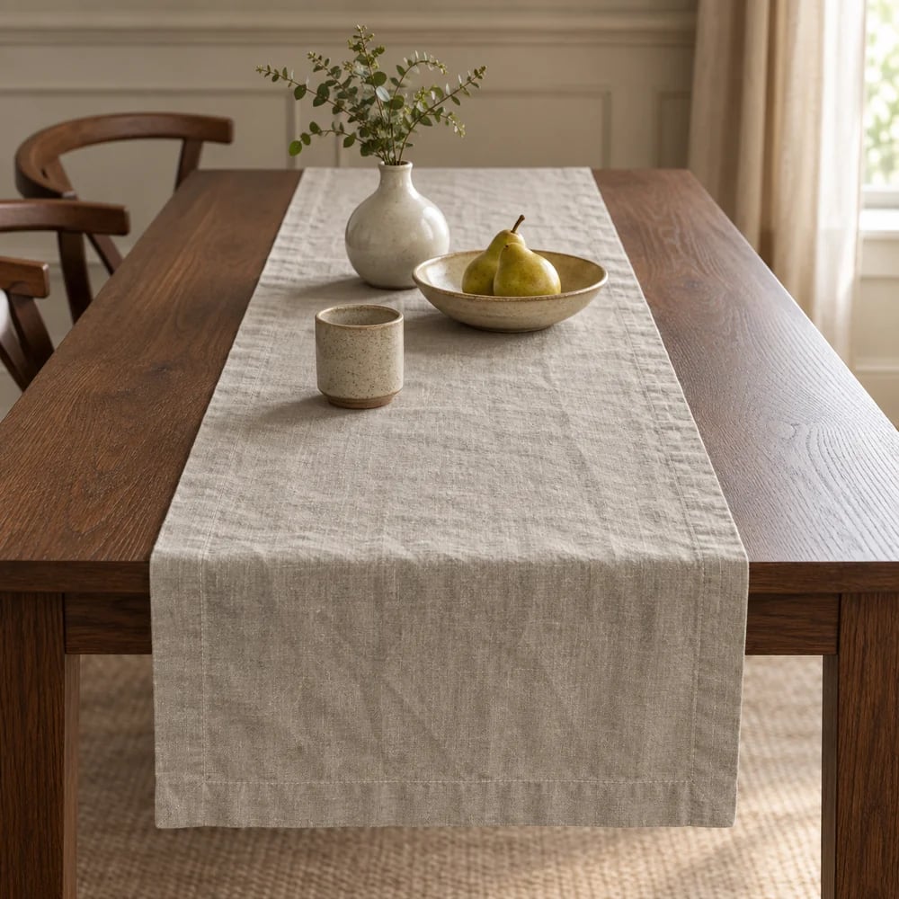 Stone table runner, stonewashed