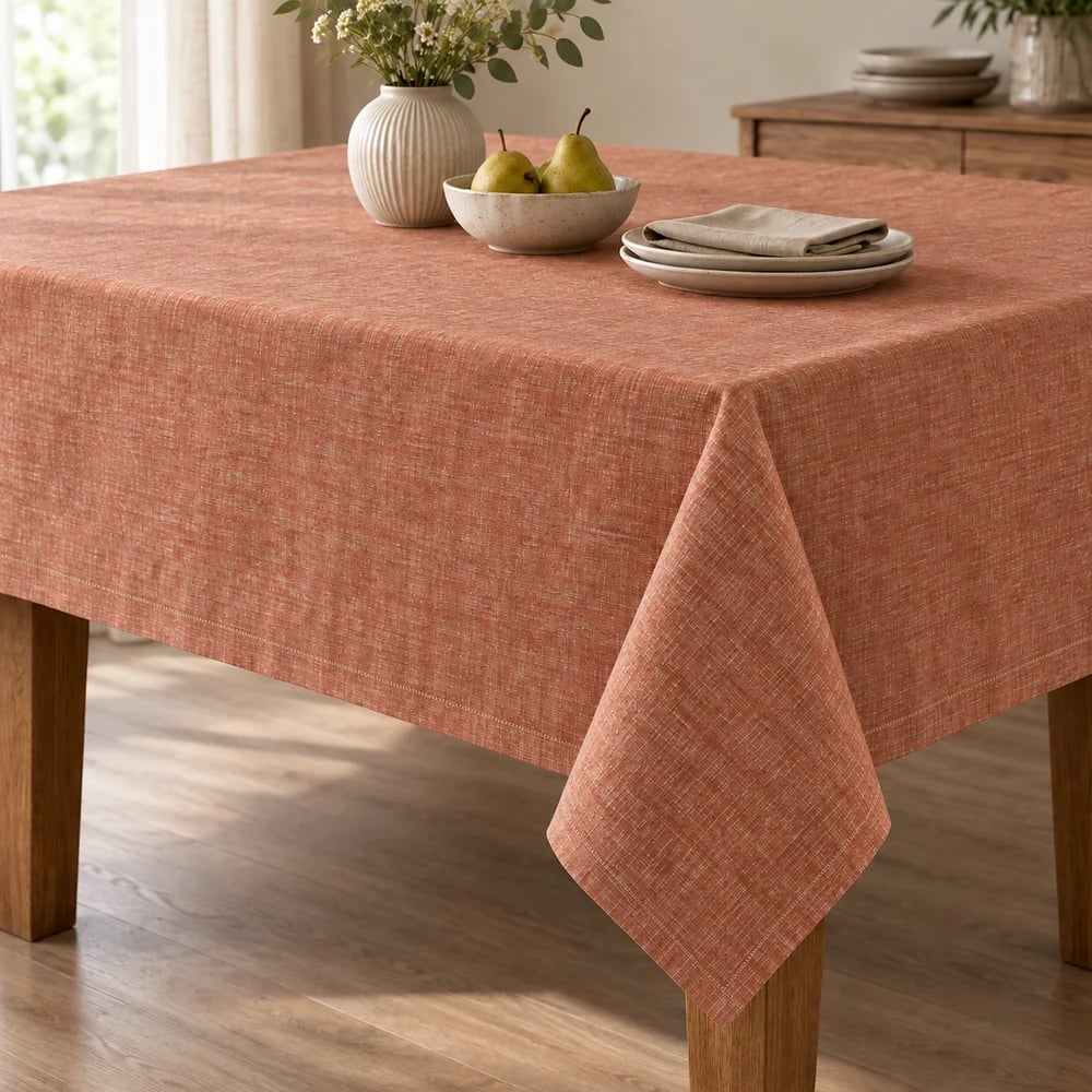 Terracotta tablecloth, chambray
