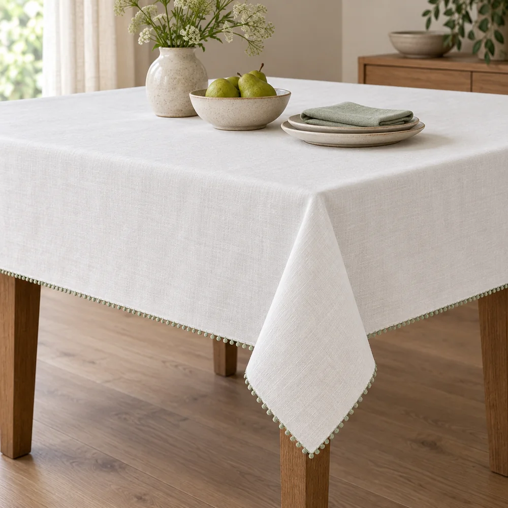 White tablecloth, picot edge