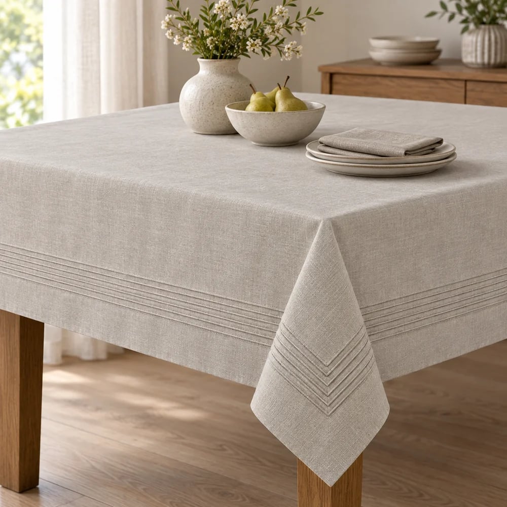 Stone tablecloth, pintucked