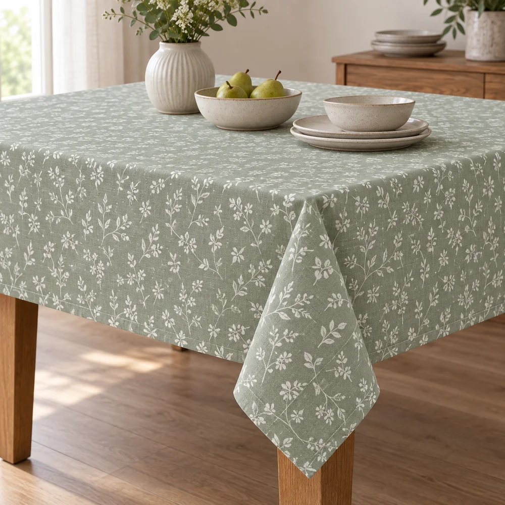 Sage tablecloth, printed