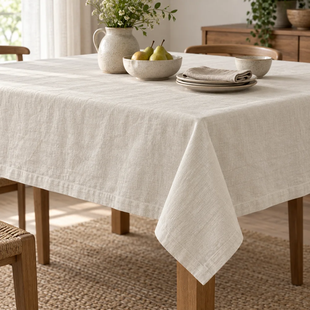Ivory tablecloth, stonewashed