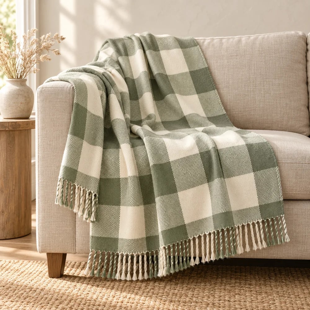 Buffalo check throw in sage