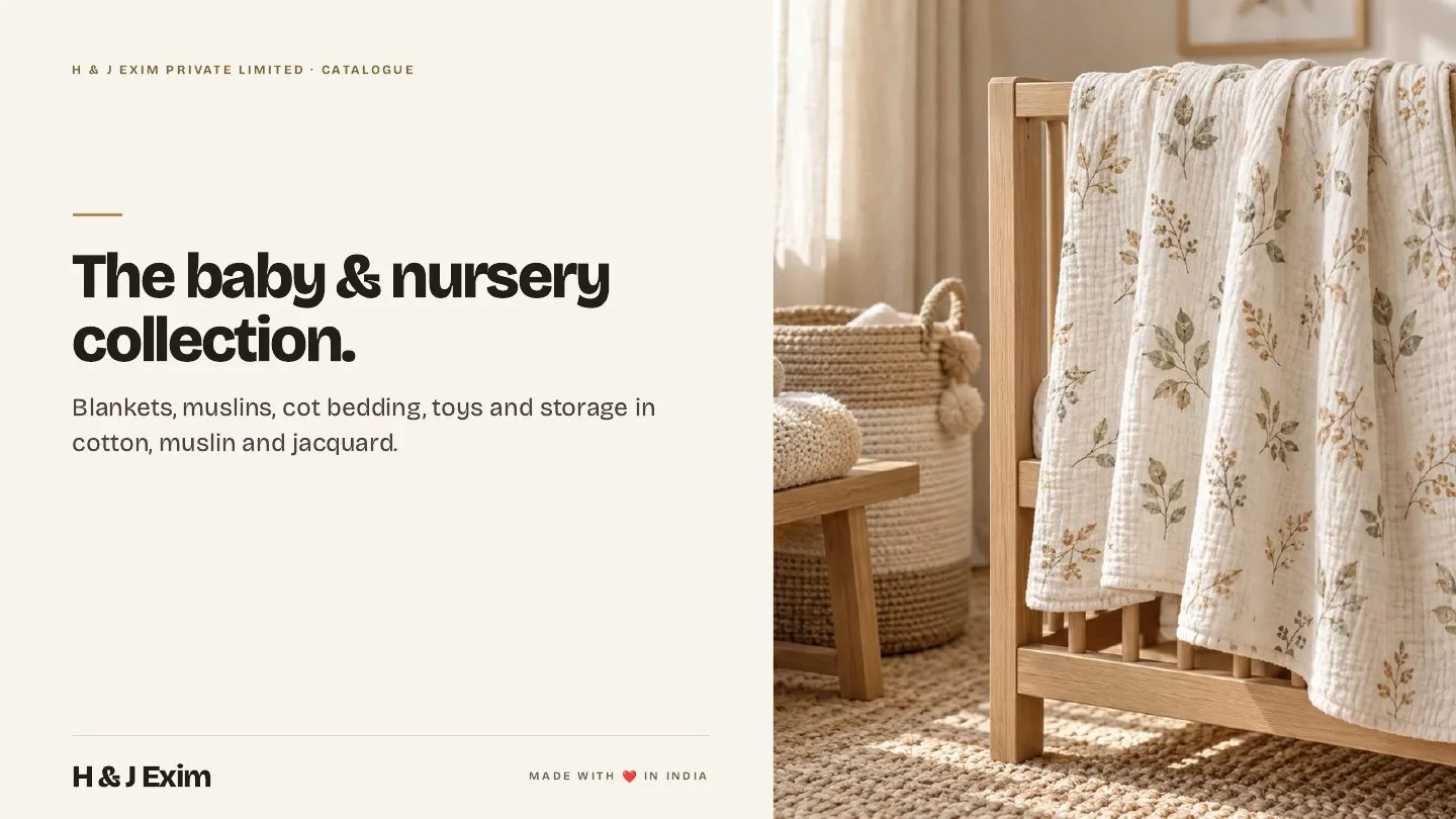 First page of the H & J Exim baby and nursery catalogue