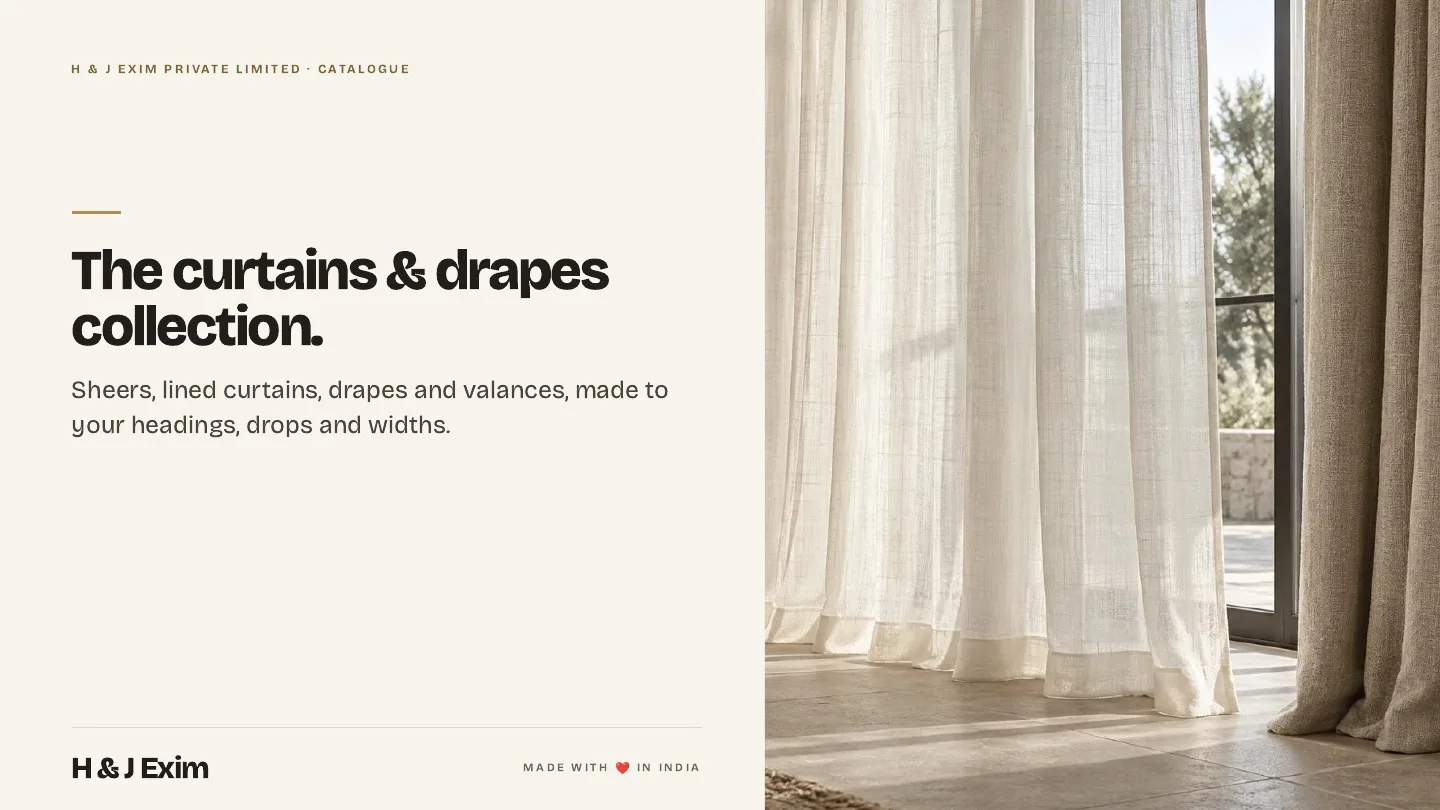First page of the H & J Exim curtains and drapes catalogue