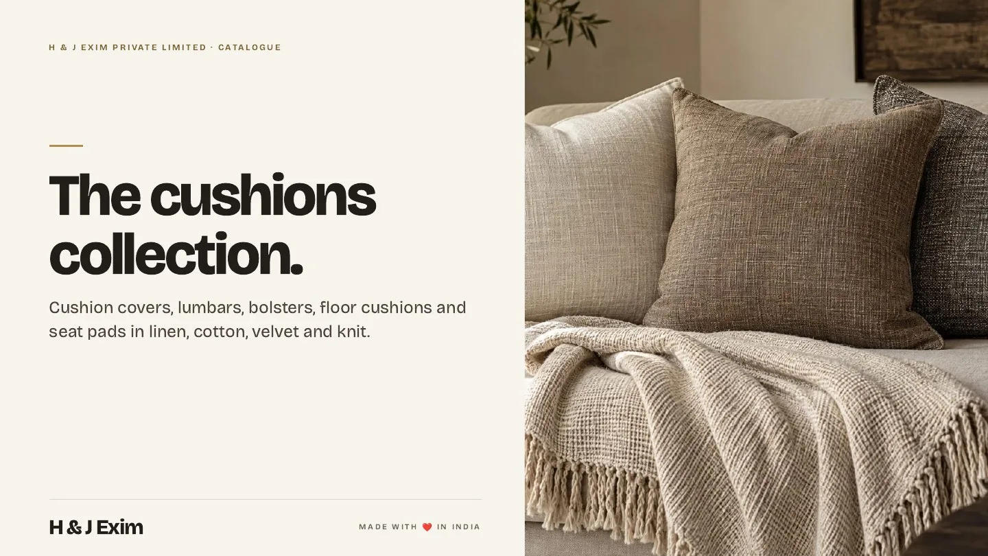 First page of the H & J Exim cushions catalogue