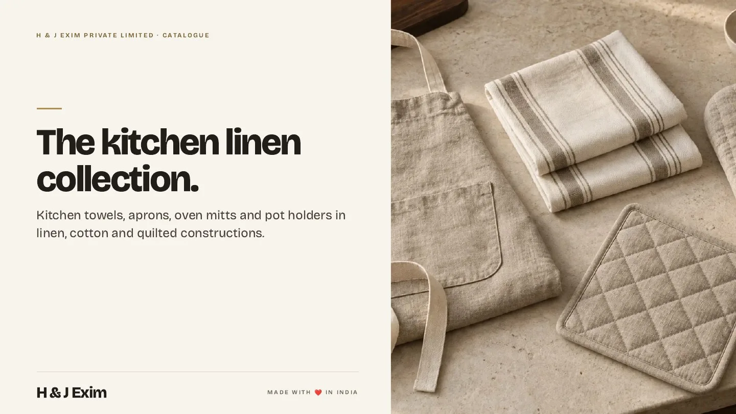 First page of the H & J Exim kitchen linen catalogue
