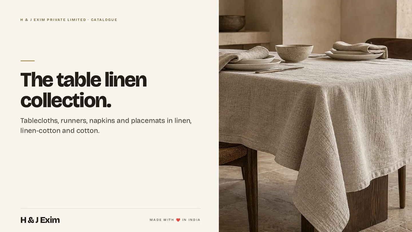 First page of the H & J Exim table linen catalogue
