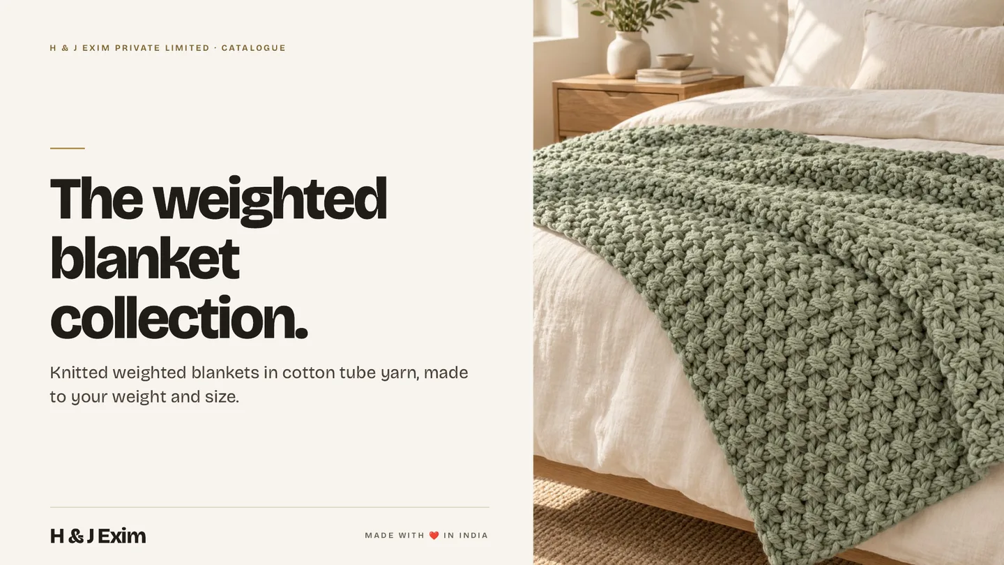 First page of the H & J Exim weighted blankets catalogue