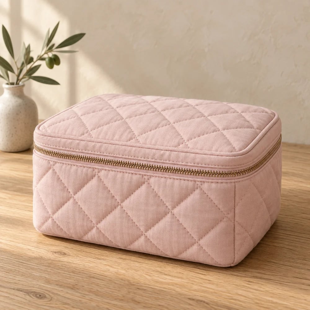 Diamond quilted case in blush pink